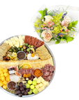 Flower and Charcuterie Tray Gift Pack-Food Gift Baskets-curedcatering-Fresh Cut Flowers-Cured Catering