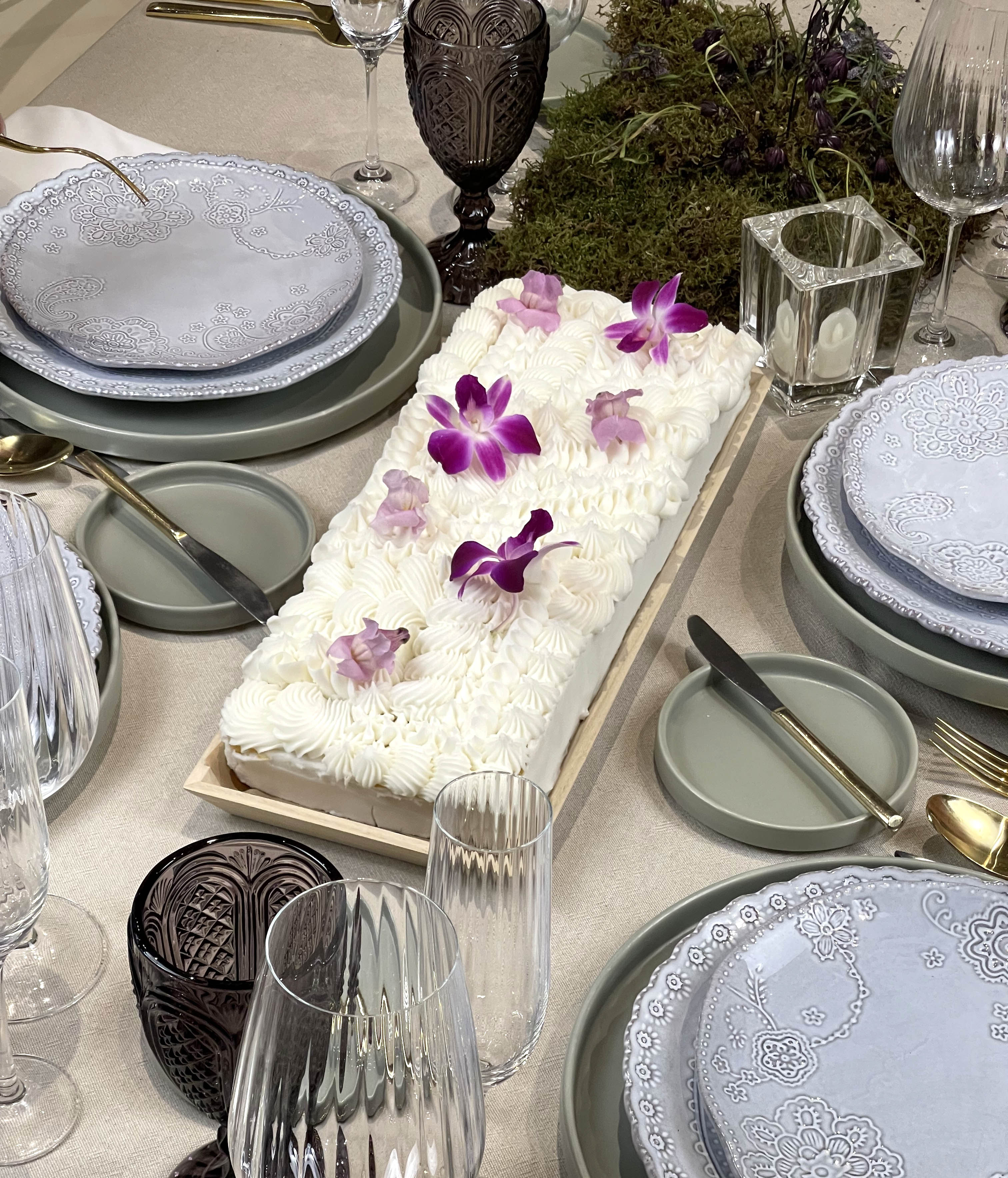 Floral Table Runner Cake-Candy & Chocolate-Cured Catering-No Premium Add Ons-Cured Catering