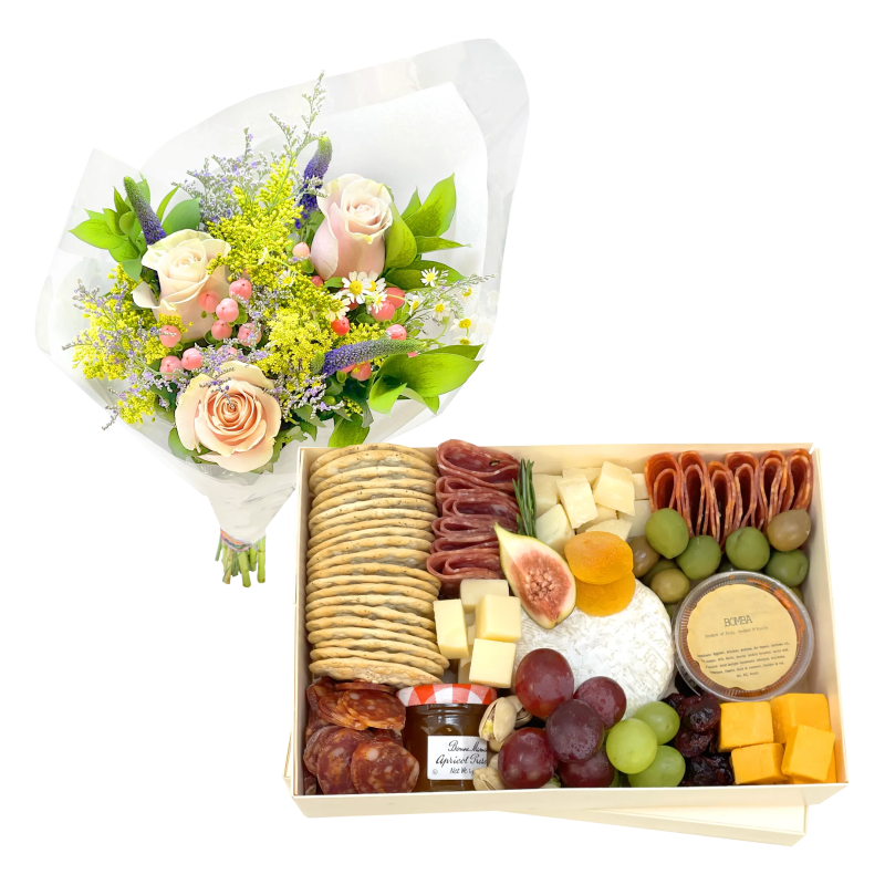 Flower and Charcuterie Box Gift Pack - Cured Catering - catering - toronto