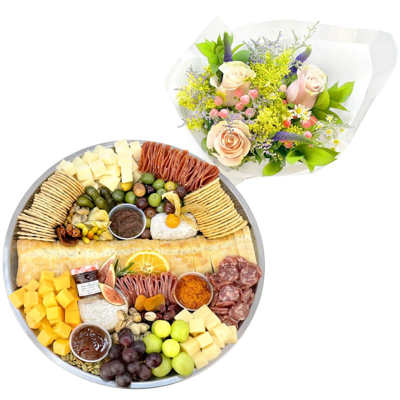 Flower and Charcuterie Tray Gift Pack - Cured Catering - catering - toronto
