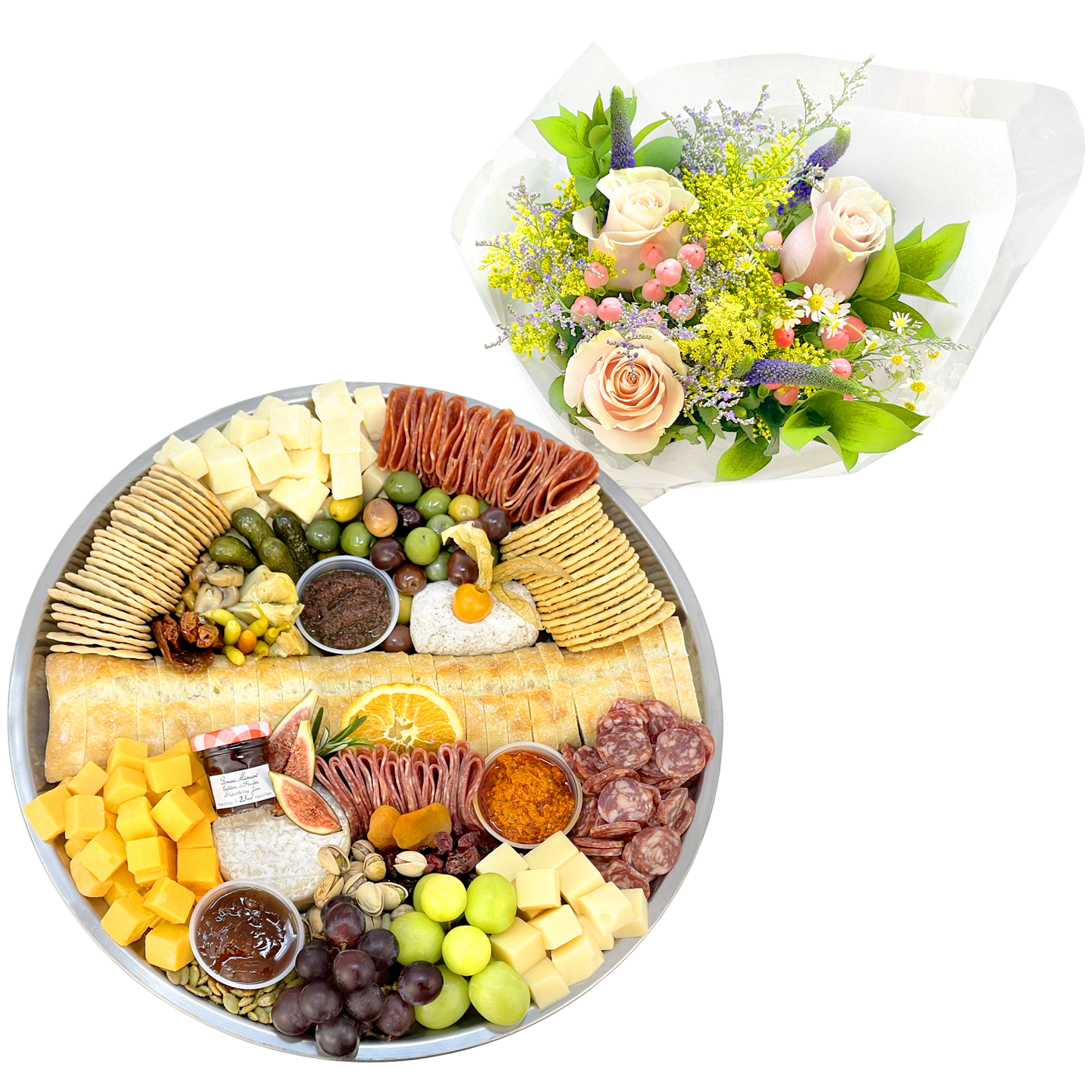 Flower and Charcuterie Tray Gift Pack