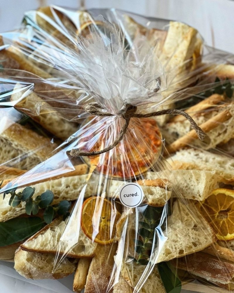 Hummus + Ciabatta Platter-Food Gift Baskets-curedcatering-Medium-No Dietary-Cured Catering