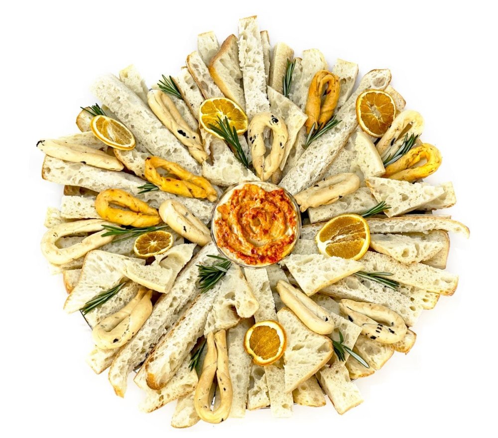 Hummus + Ciabatta Platter-Food Gift Baskets-curedcatering-Medium-No Dietary-Cured Catering