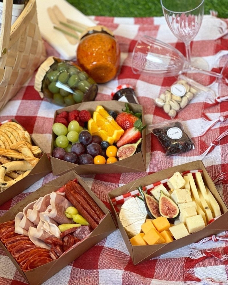 Picnic Basket-charcurerie-Cured Catering-Picnic Basket + Checkered Blanket-Cured Catering